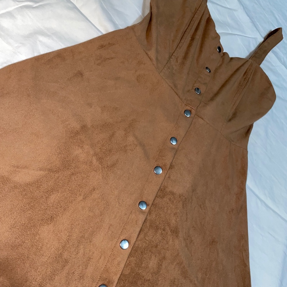 Beautiful FOREVER 21 dress strap button down brown mini dress